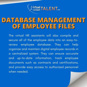 Database management of employee files - Human Resource Virtual Assistant