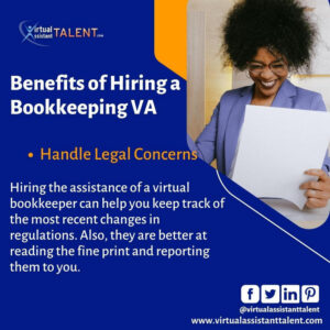 Handle legal concerns - benefits of hiring bookkeeping VA